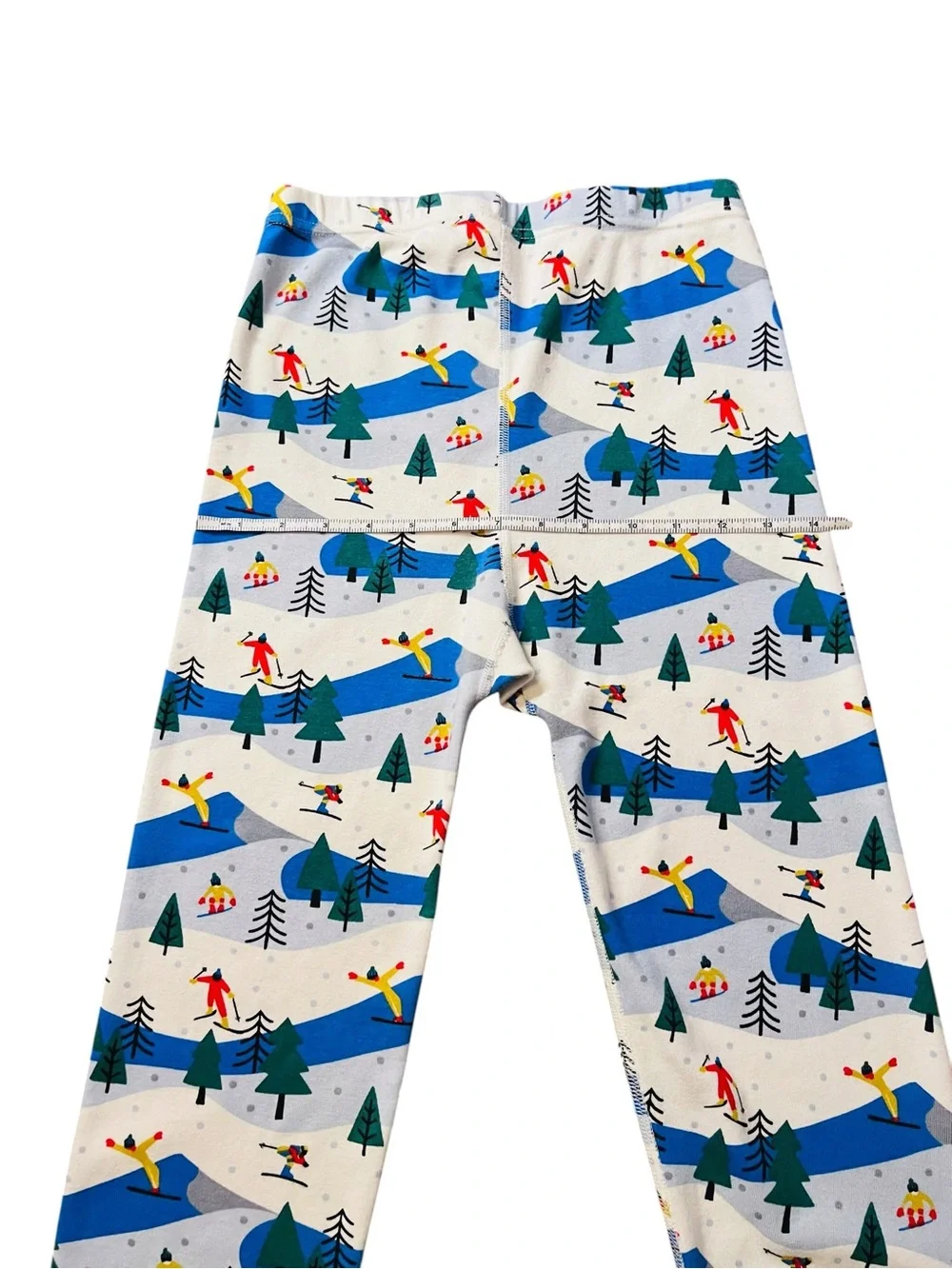Hanna Andersson White and Blue Ski Print Kids Pajama Set Size 14